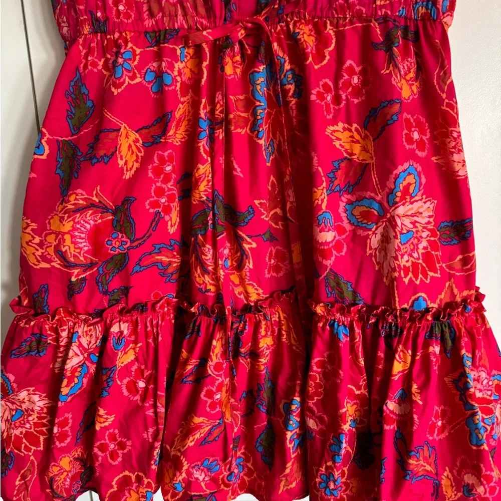 Sugarlips elegant vibrant Floral Red Dress small. Cinch - Picture 8 of 12